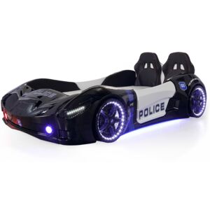 Pat mașină alb/negru Police cu LED & systemaudio bluetooth& bancheta si interiorul din piel
