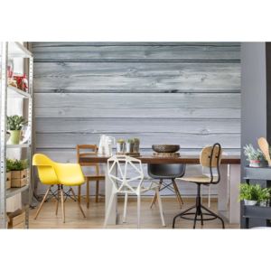 Fototapet - Painted Wood Plank Texture Blue Vliesová tapeta - 250x104 cm