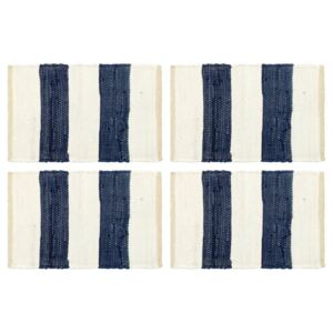 Naproane, 4 buc., chindi, albastru & alb în dungi, 30 x 45 cm