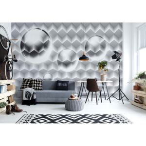 Fototapet - 3D Grey And White Design Vliesová tapeta - 416x254 cm