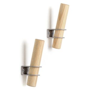 Set 2 cârlige de perete din lemn de frasin EMKO Torch, natural-gri
