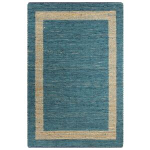 Covor manual, albastru, 160 x 230 cm, iută