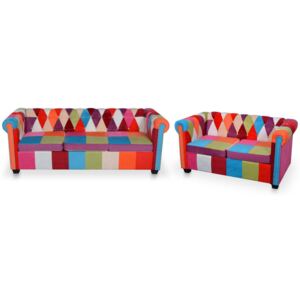Set canapea Chesterfield, 2 piese, material textil