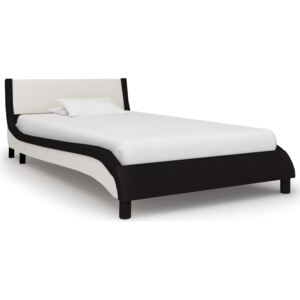 Cadru de pat, negru și alb, 90 x 200 cm, piele ecologică