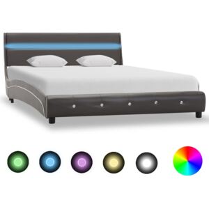 Cadru de pat cu LED, gri, 140 x 200 cm, piele artificială