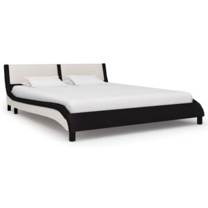 Cadru de pat, negru și alb, 180 x 200 cm, piele artificială
