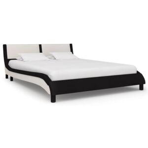 Cadru de pat, negru și alb, 140 x 200 cm, piele ecologică