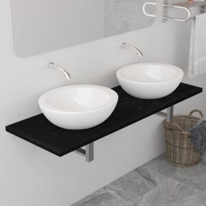 Mobilier de baie, negru, 120 x 40 x 16,3 cm