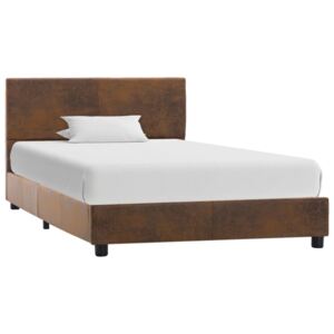 Cadru de pat, maro, 90 x 200 cm, piele întoarsă ecologică