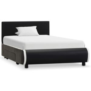 Cadru pat cu sertare, negru, 100 x 200 cm, piele ecologică