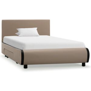 Cadru pat cu sertare, cappuccino, 90x200 cm, piele artificială