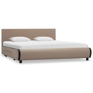 Cadru pat cu sertare, cappuccino, 140x200cm, piele artificială