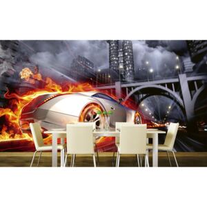 Foto tapet 3D Car In Flames, Dimex, 5 fâșii, 375 x 250cm