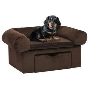 Canapea pentru câini, cu sertar, maro, 75x50x38 cm, pluș