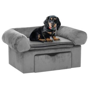 Canapea pentru câini cu sertar, gri, 75x50x38 cm, pluș