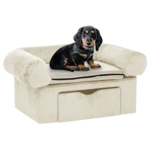 Canapea pentru câini, cu sertar, crem, 75x50x38 cm, pluș