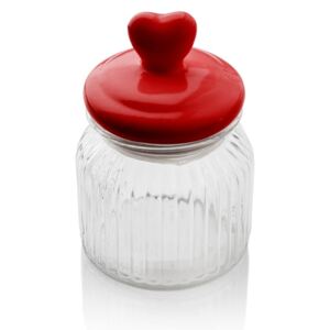Recipient din sticlă cu capac Sabichi Heart, 600 ml