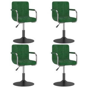 Scaune de masă pivotante, 4 buc., verde închis, catifea
