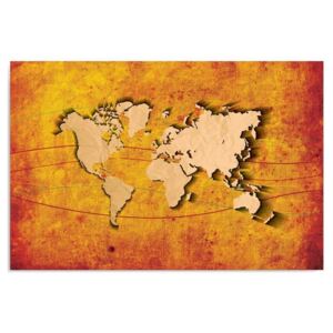 Tablou CARO - Orange Map Of The World 40x30 cm