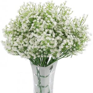 Buchet de flori artificiale Homcomodar, verde/alb, 50 cm