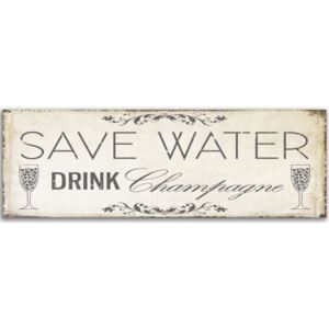 Tablou CARO - Save Water Drink Champagne 50x20 cm