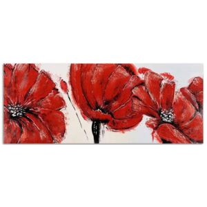 Tablou CARO - Red Flowers - Panorama 70x25 cm