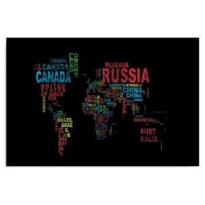 Tablou CARO - World Map With Subtitles 40x30 cm