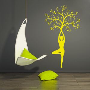 GLIX Yoga tree - autocolant de perete Galben 55x30 cm