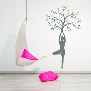GLIX Yoga tree - autocolant de perete Gri 55x30 cm