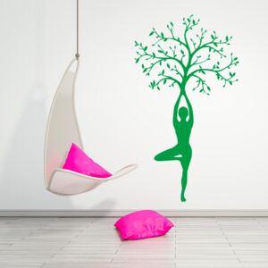 GLIX Yoga tree - autocolant de perete Verde 90x50 cm