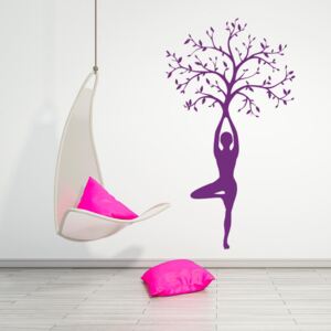 GLIX Yoga tree - autocolant de perete Mov 90x50 cm