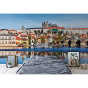 Fototapet - Prague City River Reflections Vliesová tapeta - 254x184 cm