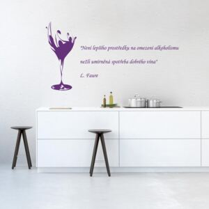 GLIX Quote about wine - autocolant de perete Mov 50 x 30 cm