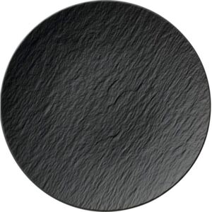 Farfurie întinsă Villeroy & Boch Manufacture Rock 29 cm, neagră, bordură înălțată