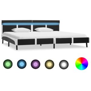 Cadru de pat cu LED, gri, 180 x 200 cm, piele artificială