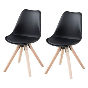 Set de 2 scaune Aledas I negre cu picioare din lemn de stejar