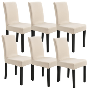 Set 6 bucati huse pentru scaune - poliester/elastan - culoarea nisipului