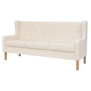 Canapea cu 3 locuri, material textil, alb crem