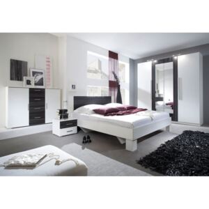 Set dormitor ERA - dulap (20), pat 160+2x noptiere(51), comoda (26), alb/negru nuc