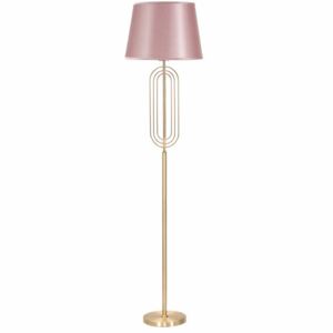 Lampadar Ovy, 168,5x40x40 cm, metal/ pvc/ textil, auriu/ roz