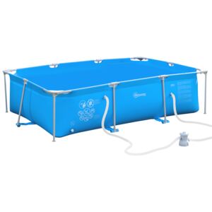 Outsunny Piscina supraterana, Filtru/Supapa din otel/PVC, Piscina de Gradina pentru Adulti si Copii 291x190x75cm, Albastru