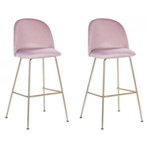 Set de 2 scaune de bar Arcola din catifea roz