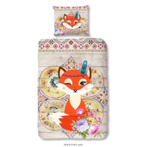 Lenjerie de pat din bumbac pentru copii Good Morning Foxy, 140 x 200 cm