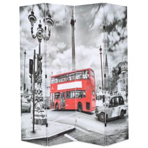Paravan cameră pliabil, 160x170 cm, autobuz londonez, negru/alb