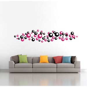 Bubbles bicolour - autocolant de perete Negru și roz 2 x 50 x 50 cm