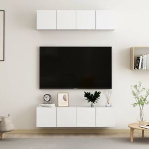 Set dulapuri TV, 4 piese, alb, 60x30x30 cm, PAL