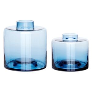 Set 2 vaze albastre din sticla 15 cm Duplo Hubsch