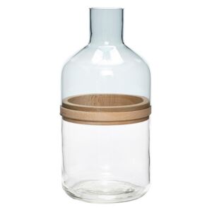 Vaza transparenta din sticla si lemn 32 cm Dora Hubsch