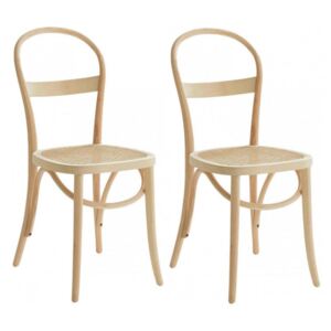 Set de 2 scaune Rippats, lemn/ ratan, 39 x 89 x 53 cm