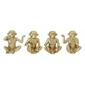 Set 4 obiecte decorative aurii din rasina Monkey Bloomingville